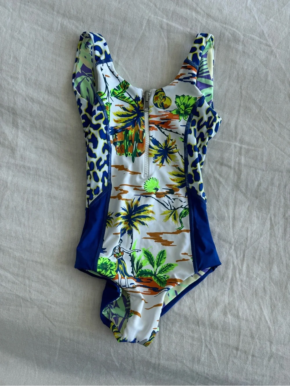 Maaji Girls One-Piece Tropical Zip-Front Reversible Swimsuit - NWT
